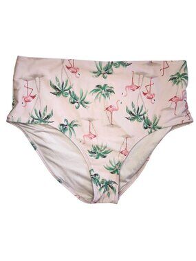 Old Navy Pink Flamingo High Waist Swim Bottoms Plus Size XXL